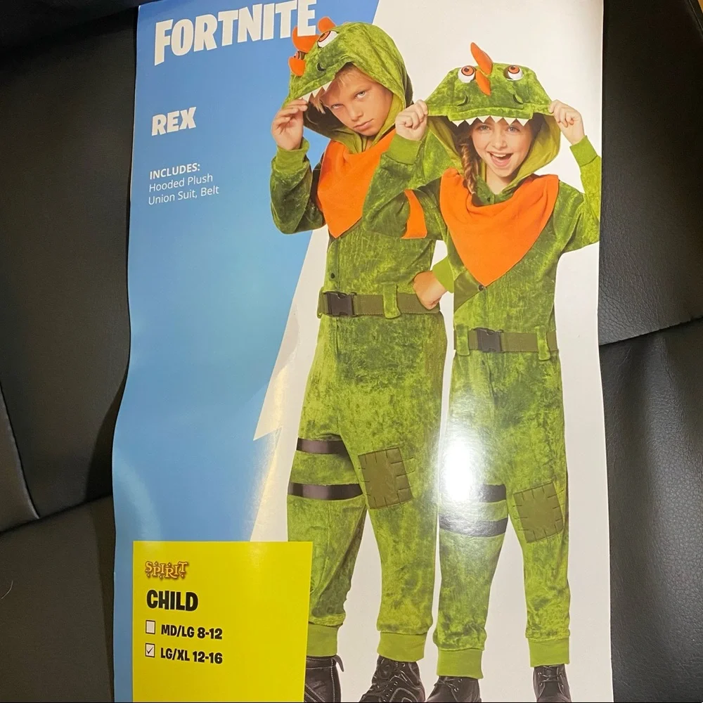 FortNite Rex Dinosaur Halloween Pajama Costume Kids Size L/XL Good Condition